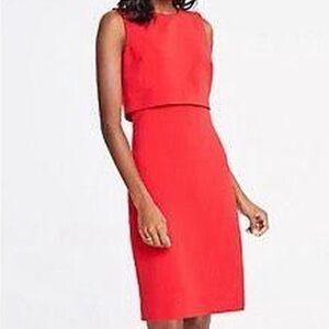 Ann Taylor Red Dress 16 Sheath